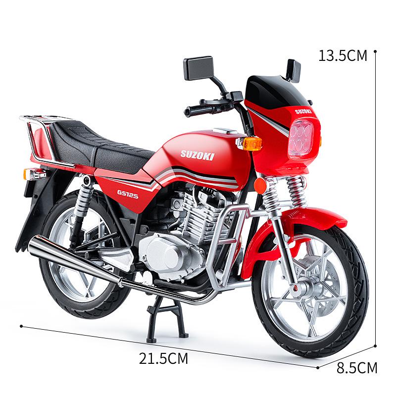 Retro 1:10 Suzuki King Motorcycle Model with Sound & Light - Alloy Ornament Gift for Boys