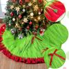 Red And Green Christmas Tree Skirt Furry Plush Christmas Tree Skirts Holiday Glittering Dot Mat Faux Round Carpet For Home Xmas Party Decor