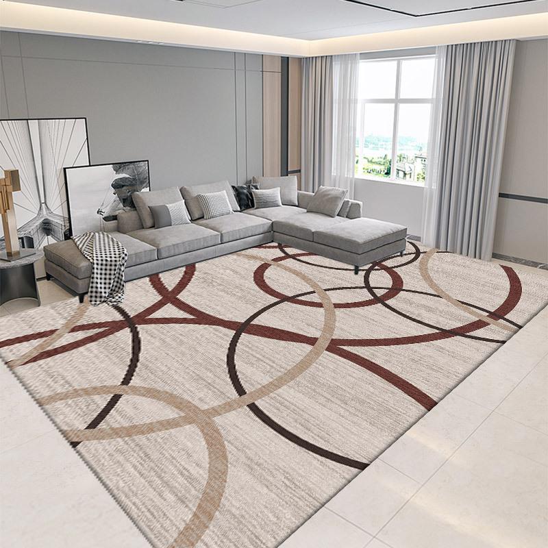 

VIKAMA Nordic Geometric Print Living Room Bedroom Crystal Velvet Non-Slip, Dirt Resistant And Easy To Care Carpet Home Decor 80x120cm 32x47inch