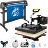 VEVOR Prensa Térmica 5 em 1 38,1 x 38,1 cm Transferência Boné 134,6 cm Plotter de Corte de Vinil Corte 3 Lâminas