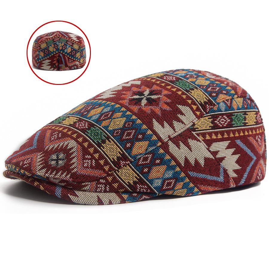 Neuer Jacquard-Barett für Damen im ethnischen Stil - Künstlerische Retro-Flachkappe für Frühling/Sommer