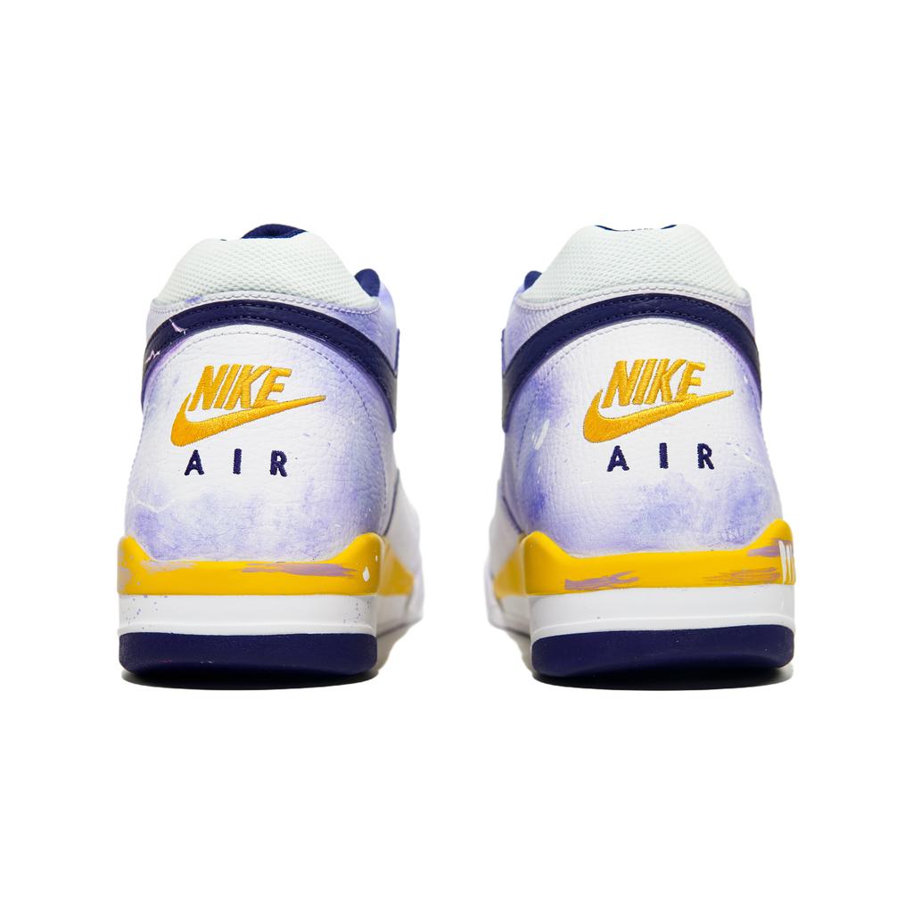 Nike Flight Legacy Cushioning Slip Resistant Abrasion Resistant High Top Basketball Shoes Men's Purple Yellow BQ4212-102(Team818-)