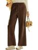 2026 Spring Elastic High Waist Lace-Up Corduroy Pants, Wide-Leg, with Pockets, Casual Long Trousers.