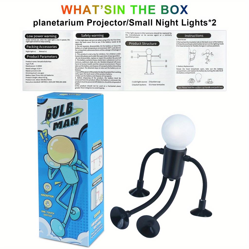 New Arrival 2-pack of Small Humanoid Night Lights, Foldable and Bendable Lamps, Table Lamps, Changeable Lamps - Creative and Fun Funny Table Lamps