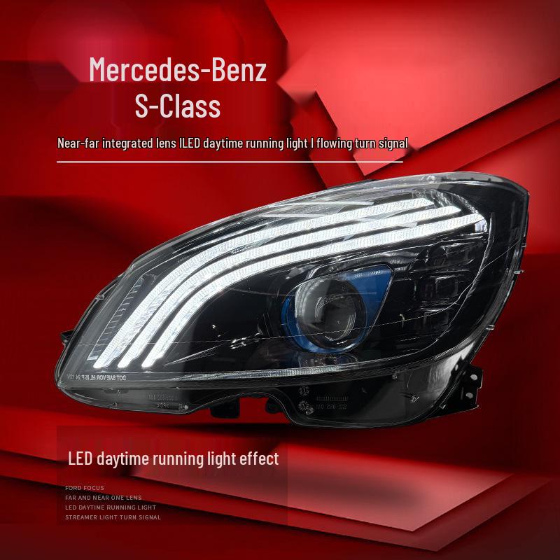 Compatible with 07-10 Mercedes-Benz C-Class W204 Headlight Assembly, Maybach LED Daytime Running Light Lens.