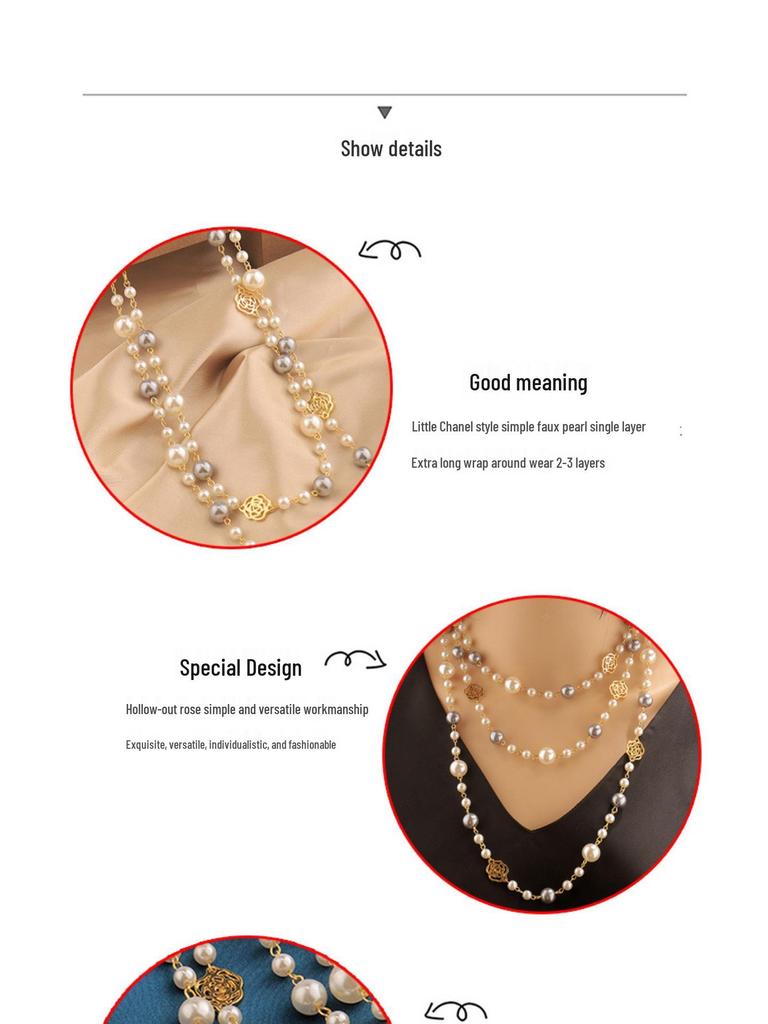 Collier de perles avec pendentif rose: Chaîne élégante multicouche de style japonais-coréen