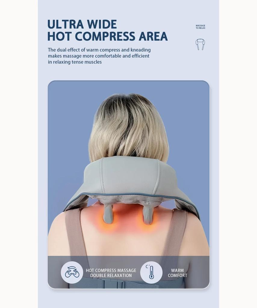 Portable Mini Relaxer Dredge Kneading Smart Electric Wrap Heated Trapezius Muscle Neck Multifunctional Shiatsu Massage Shawl