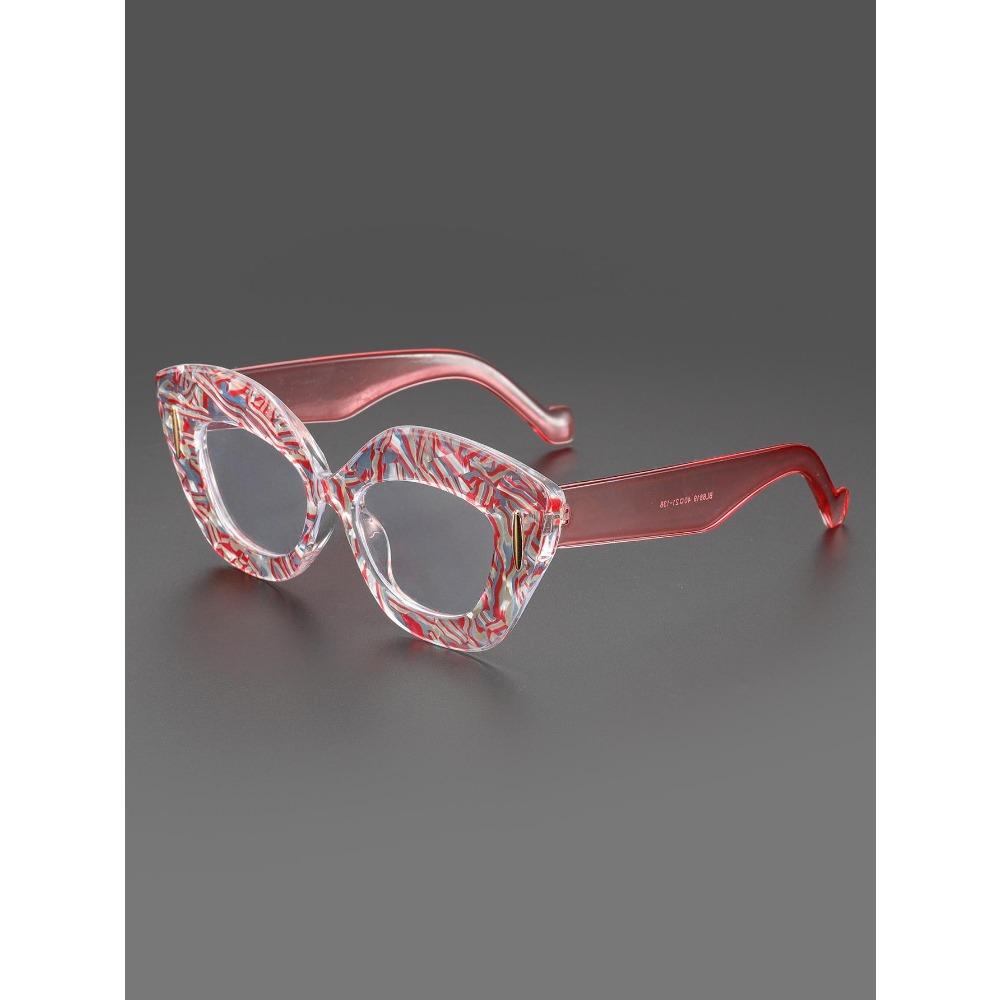 

Элегантное женское металлическое зеркало с анти-голубым светом и большой оправой «кошачий глаз» с цветочной текстурой из стекла, подходит для подиума на ежегодной встрече MULTI розовый