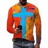 Men Long Sleeve T Shirt Print Crew Neck Casual Tops Fashion Loose Pullover Daily Wear Shirts