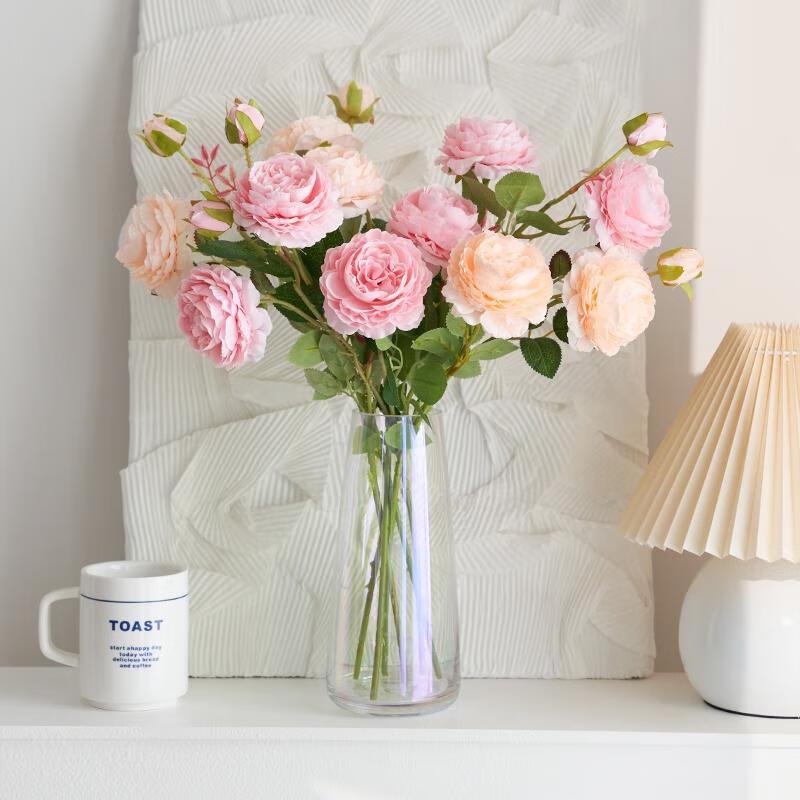 Букет искусственных цветов HANDUNYOU с переливающимся стеклянным вазом