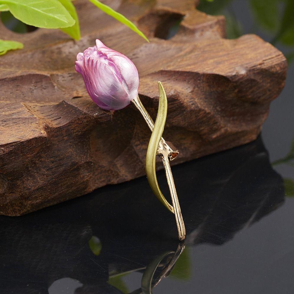 

Enamel Purple Tulip Brooch Oil Drop Cute Ladies