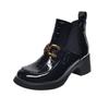 Fhanchu  New Chelsea Ankle Boots,High Heeled Botas,Round Toe Patent Leather Autumn/Winter Shoes,Size 35-40,Black,Dropship