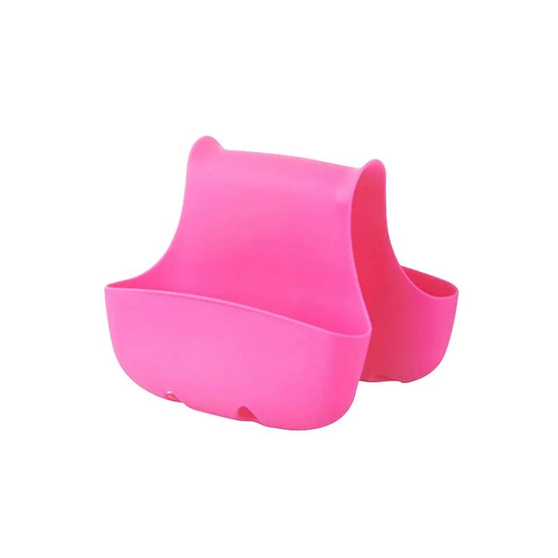 

Кухонная мойка с двумя боковыми держателями для губок, силиконовая подвесная корзина для хранения мыльных губок, сушилка для кухонной мойки, корзина для слива губок розовый