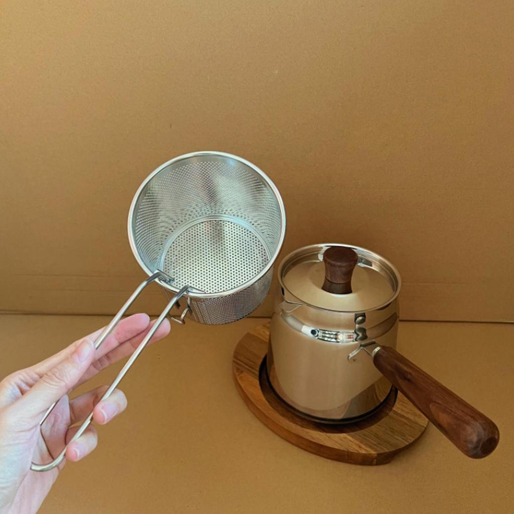 Kleine Fritteuse mit Korb Edelstahl Große Kapazität Küchenutensilien mit Korb und Sieb Fritteusekorb für