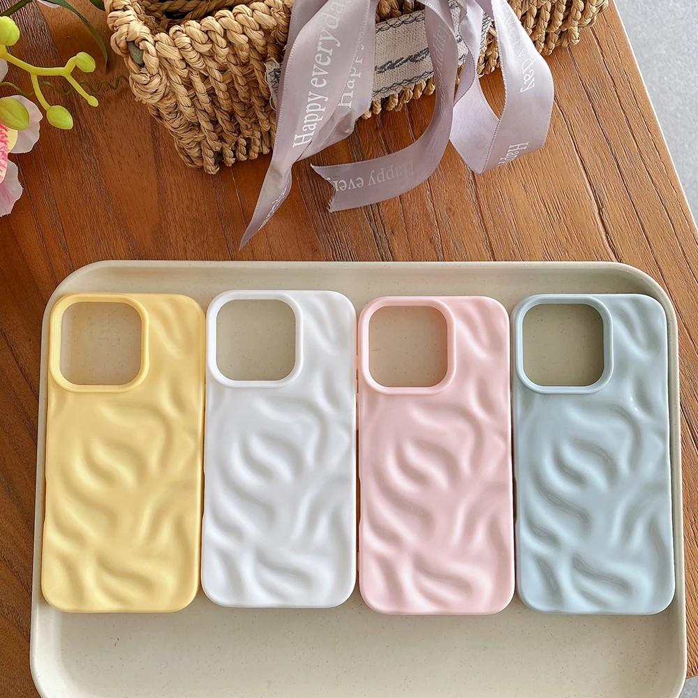 Lovely 3D Irregular Wrinkle Meteorite Phone Cases For iPhone 17 16 15 14 Plus 13 12 11 Air Pro Max Shockproof Glossy Soft