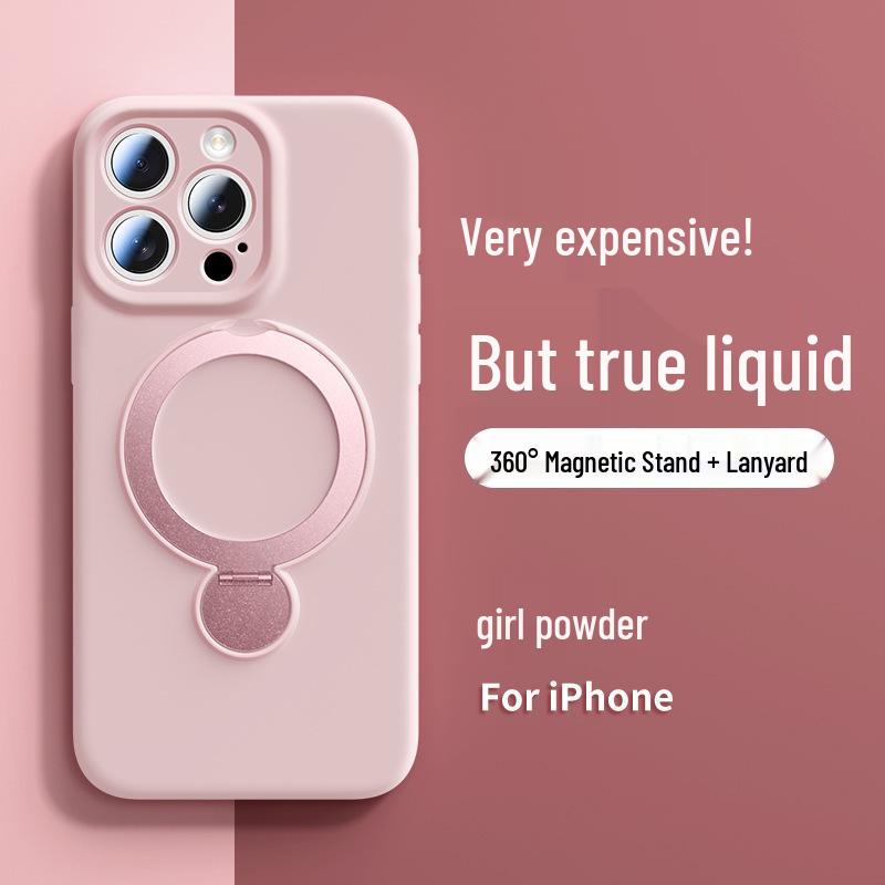 Liquid Silicone Magnetic Stand Case for iPhone 15/16 Pro Max - Full Coverage Protective Cover