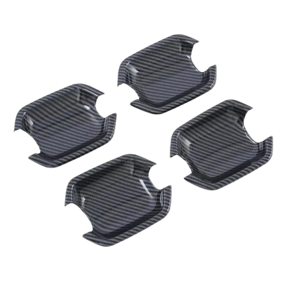 Car Upgrade Chrome Silver Carbon Fiber Door Bowl Handle Cover For Mitsubishi Pajero Cars Accessories