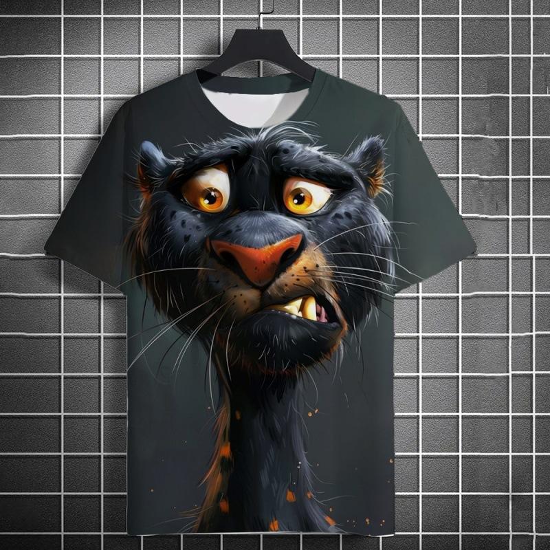 Interesting 3D Printed Animal Men's Pullover Round Neck Short Sleeved T-shirts