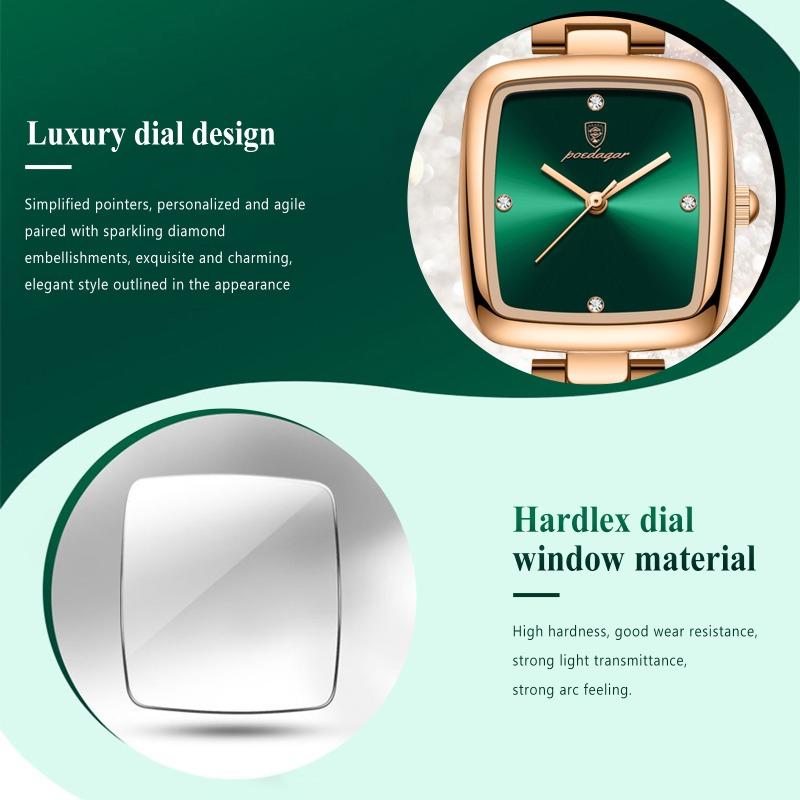 POEDAGAR Luxury Square Watch for Woman Waterproof Stainless Steel Quartz Watches Female Elegant Dress Simple Ladies Watch