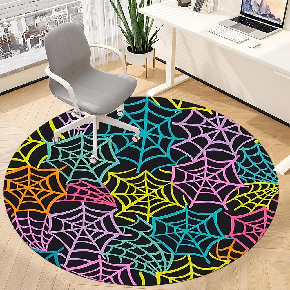 1pc Spiderwebs Halloween Office Round Area Rug, Indoor Mat Suitable ForOffice, Under Office Chairs Bedroom Living Room Home Decor, Room Decot082