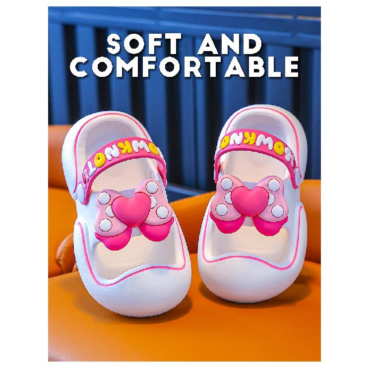 Children's slippers for girls, princess-style soft-soled clogs with bows, toddler closed-toe shoes for young children