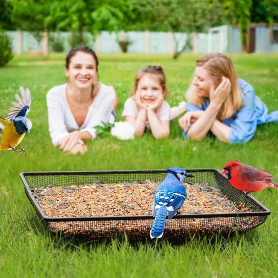 Metal Square Birds Feeder Tray Wild Birds Seeds Feeding Mesh Tray Outdoor Hummingbird Feeder Station for Outside Backyard