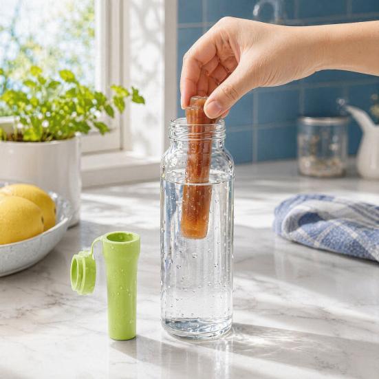 Striped Silicone Ice Stick Tray, Food Grade Narrow Ice Cube Mold for Bottles, Easy Release Ice Maker with Leakproof Lid