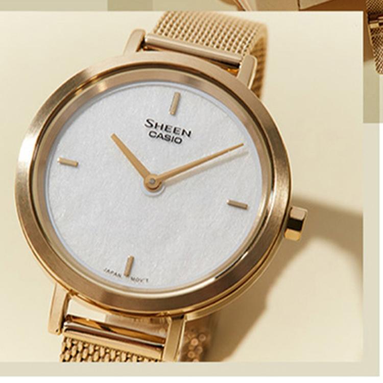 Casio Women's SHEEN White Watch SHE-C150GM-7AUPFP-person