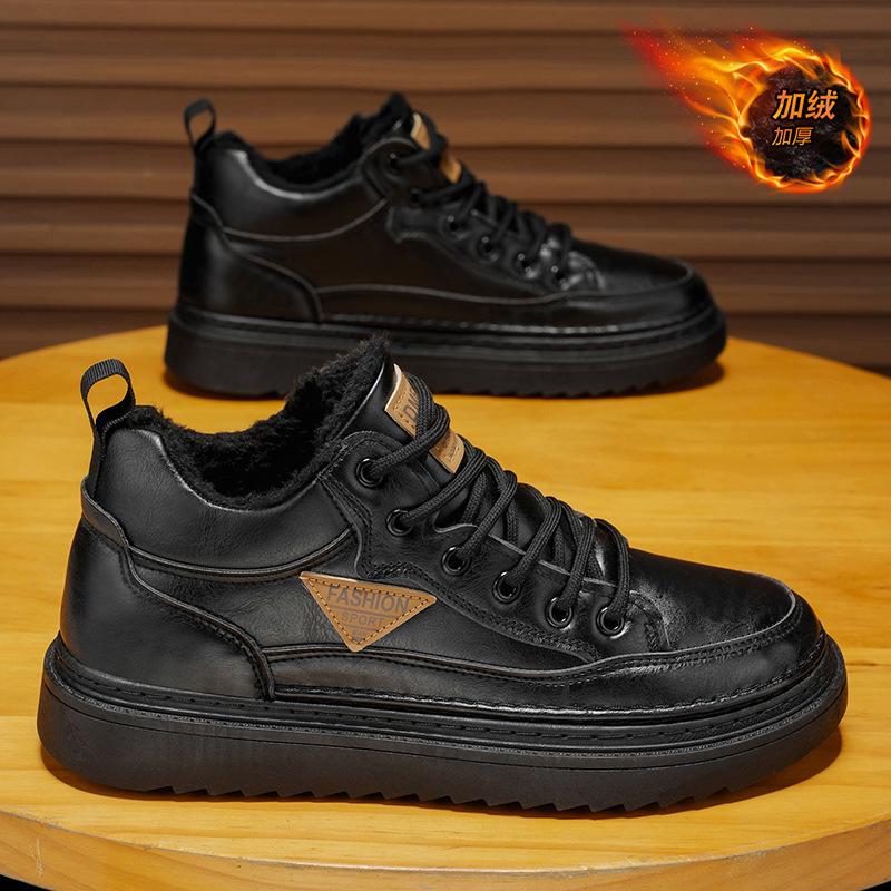 Men's shoes winter velvet warm Martin boots men's leather shoes versatile cotton shoes casual short boots shoes