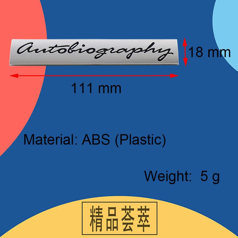 3D Premium Autobiography for car Hood Fender trunk Rear Bonnet Nameplate Decal Emblem Badge Sticker