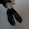 Fashion New British-Style Versatile And Lazy Single Shoes For Women, Low-Heeled Slanted Square Toe Shiny And Fashionable Grandma Shoes