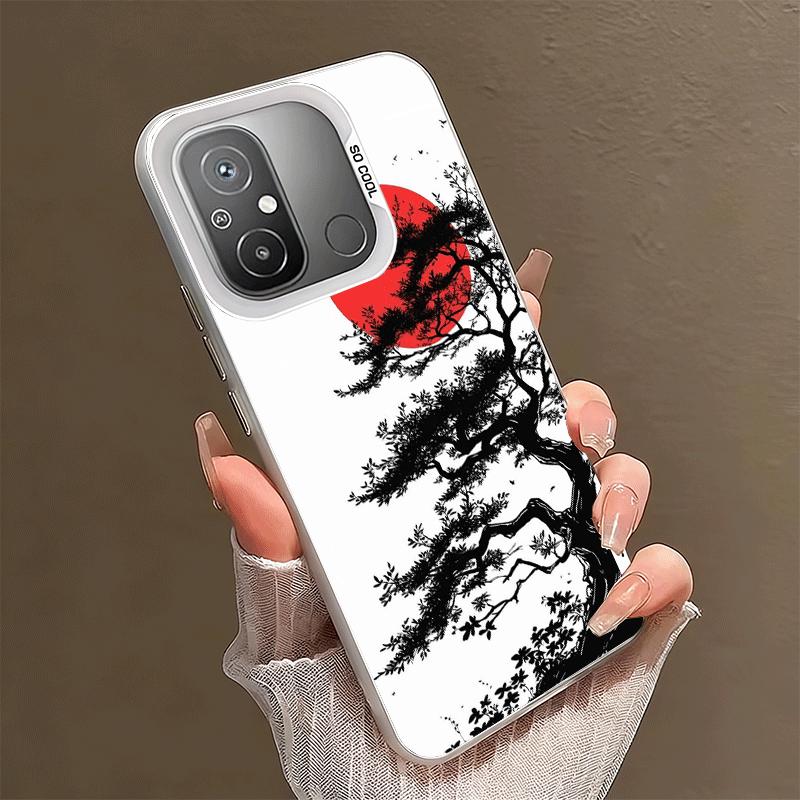 Japanese Minimalist Pine Tree Shockproof Phone Case for Xiaomi Poco X7 X6 X5 X3 Pro F7 Ultra M8 Redmi 15C 15 14C 13C 12C 10C 13