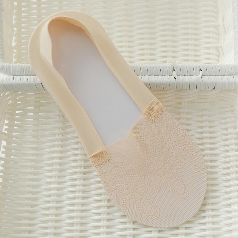 Summer Thin, Seamless, Invisible Socks for Women, Silicone Anti-slip and Non-dropping Ankle Socks, Anti-slip Lace Women's Boat Socks