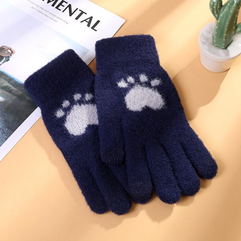 Explosive Cold-proof Adult Cute Bear Paw Jacquard Imitation Mink Knitting