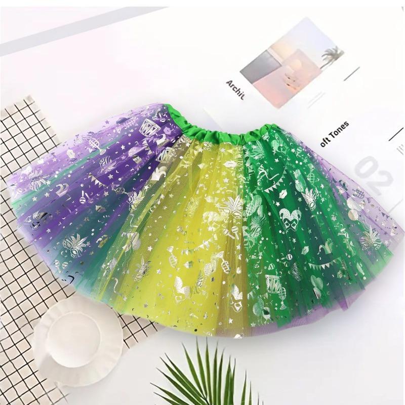 Gold, purple, and green sequin stage performance dress set One size fits all