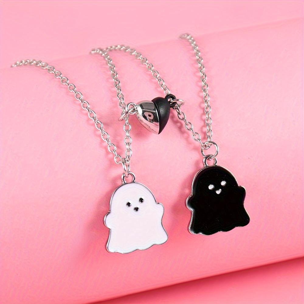 Set of 2 Black And White Ghost Necklaces