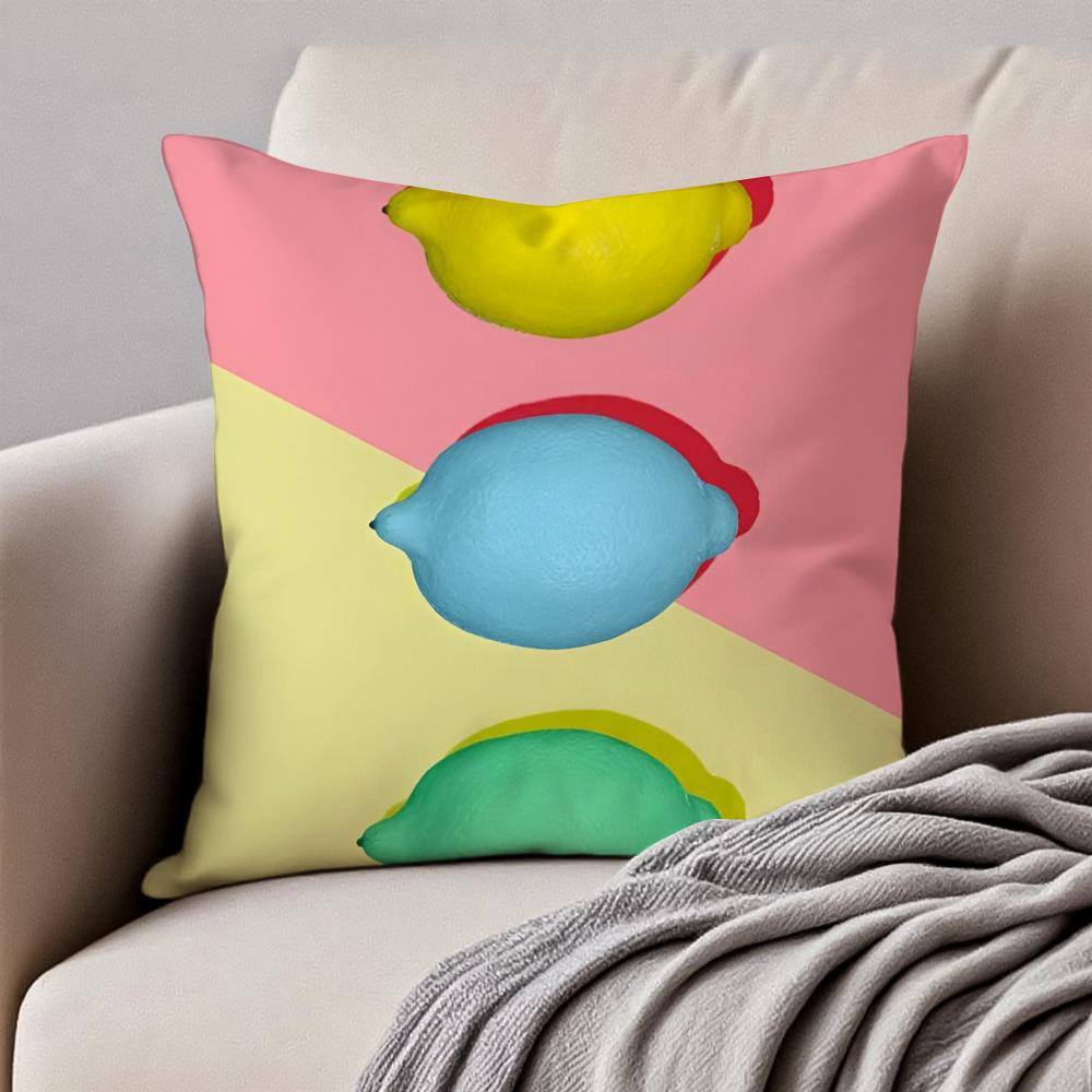 Fresh Tropical Plant Fruits Pattern Art Cushion Cover Pillowcase Antidustmite Invisible Zipper Short Plush Sofa Cushion