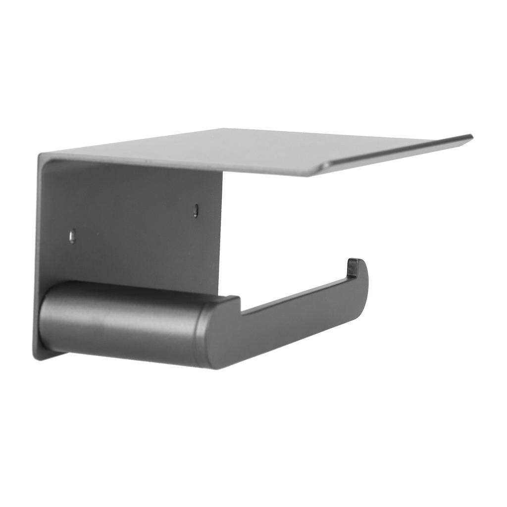 Toilet Paper Holder Stainless Steel Wall Mounted Toilet Paper Roll Holder with Shelf Matte Black