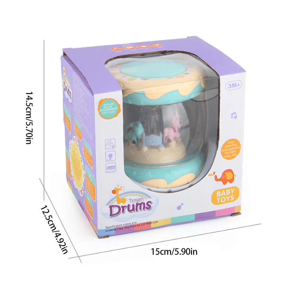 Baby Drum Instrument Music Toys Carousel Music Hand Drum Toy with Light Early Educational Toys for Babies