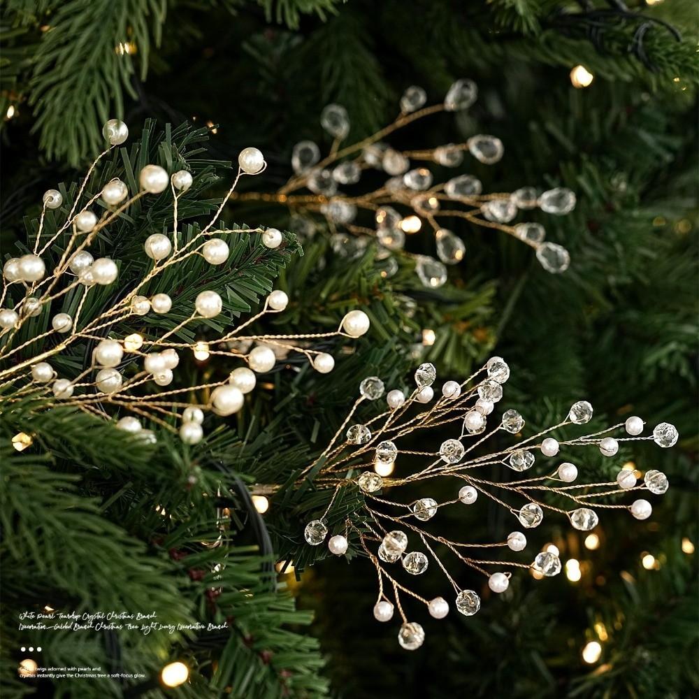 Realistic Gem Star Xmas Tree Branch Glitter Crystal Bead Christmas Sprig Window Display