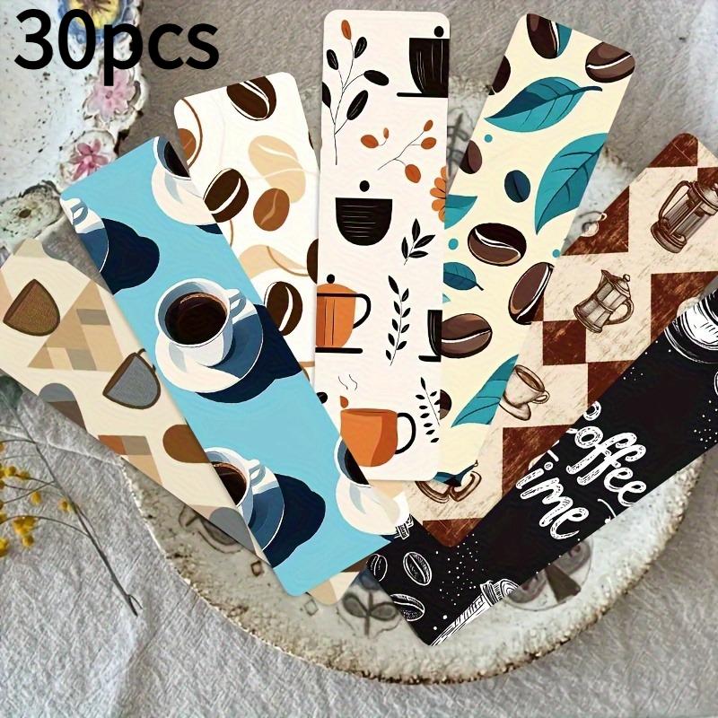 

30pcs Vintage Coffee Art Bookmarks Set - Colorful Creative Design, Ideal for Daily Office Use,Featuring Coffee Cup Illustrations