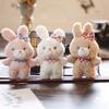 Rabbit Teddy Keychain Cute Cartoon Plush Toy Girls Kid Backpack Hanging Ornament