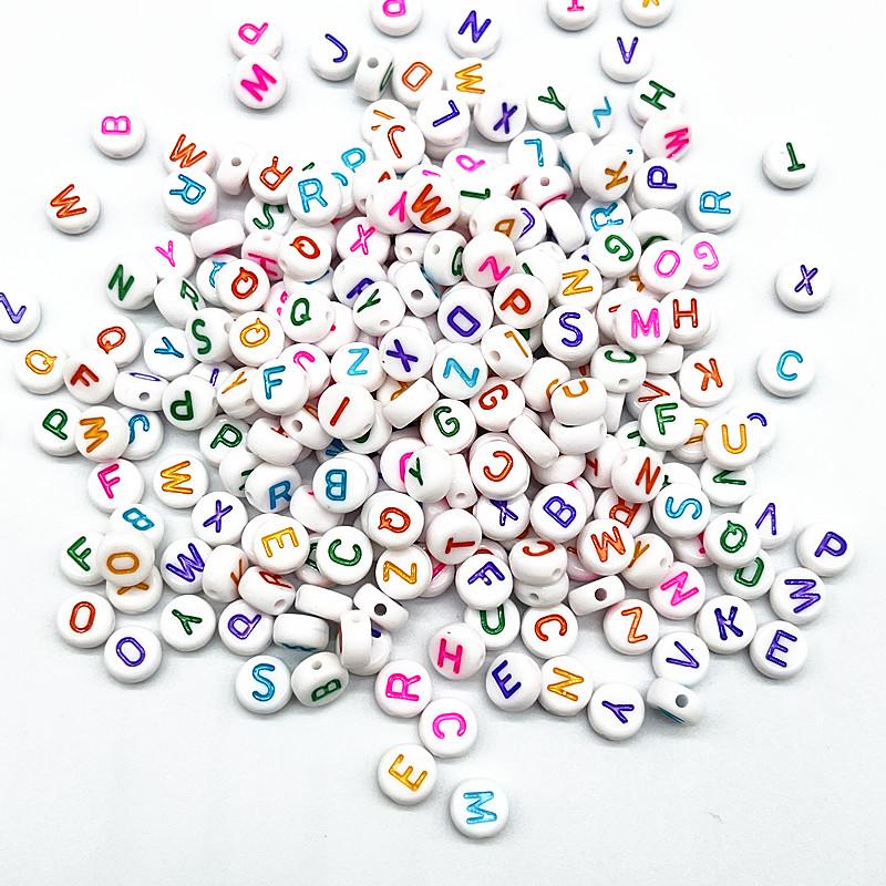 100pcs 7x4mm 6x6mm Russian Korean English Alphabet Letter Beads Charms Beads for Making Jewelry Diy Handmade Bracelets Necklace