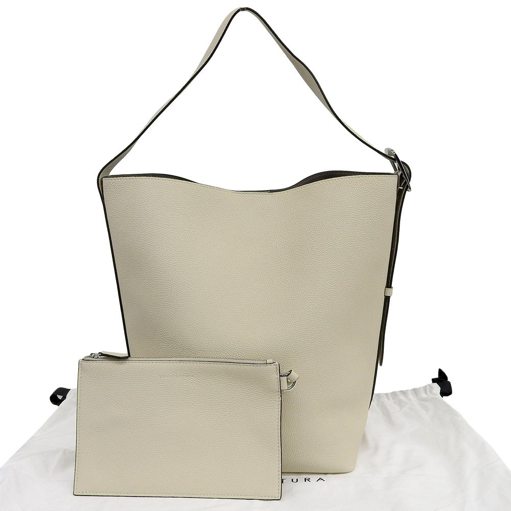 BONAVENTURA Mina Medium Bucket Bag with Pouch, Excellent Condition, Women's, Ivory Shoulder bag IvoryUsed