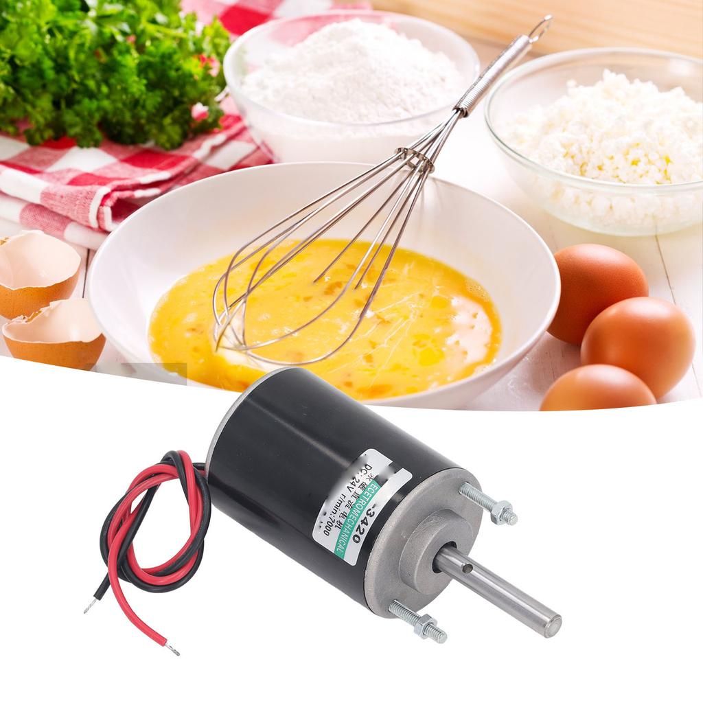 DC 24V Permanent Magnet DC Motor 30W 3420 High Speed Permanent Magnet DC Motor CW CCW Low Noise 7000RPM Black