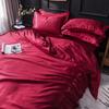 Solid Silk Bedding Set with Bed Sheet Duvet Cover Pillowcase Satin Single Couple Bedsheet King Queen Double Twin Size