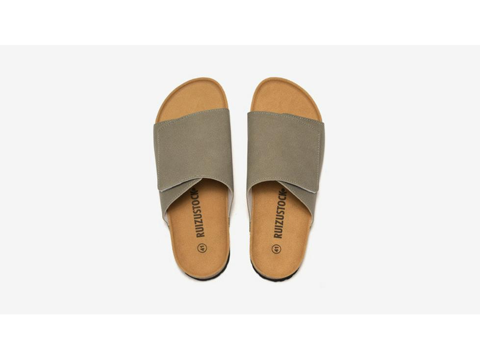 Ruizu Herren-Kork-Hausschuhe: Trendige Strand-Flip-Flops aus mattiertem Leder für Studenten
