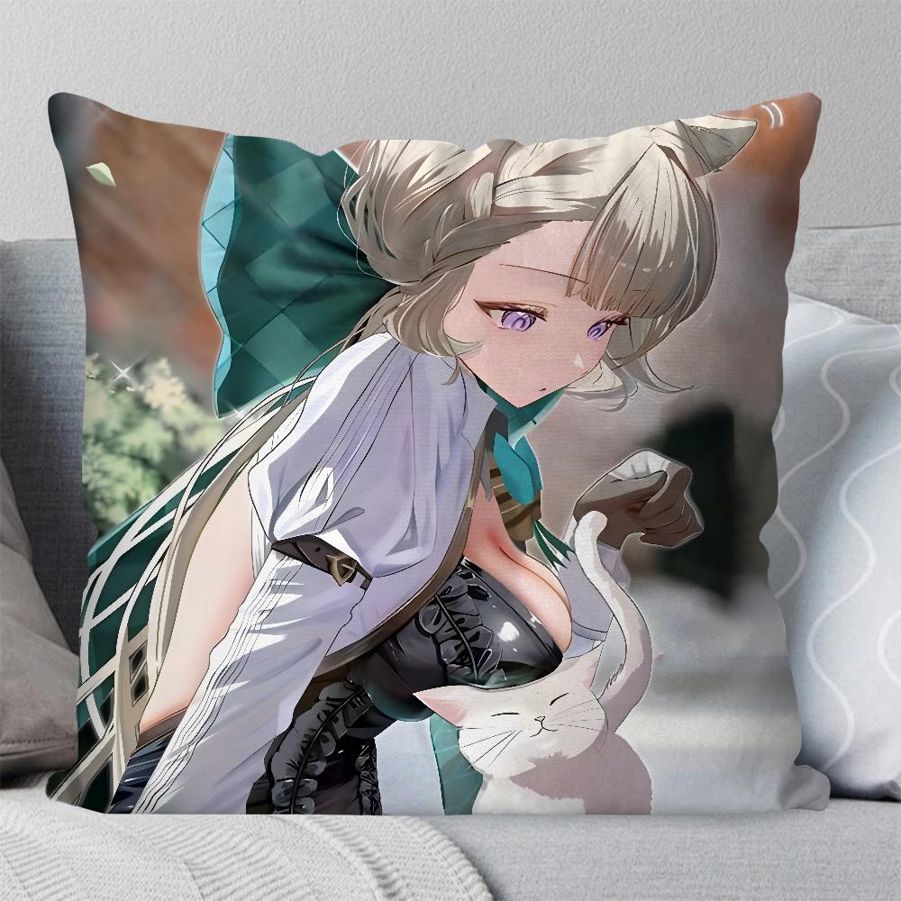 Lynette Anime Game Genshin Impact Pillow Case Square Pillow Bedroom Sofa Leisure Comfort Car Living Room Home Decoration 40X40