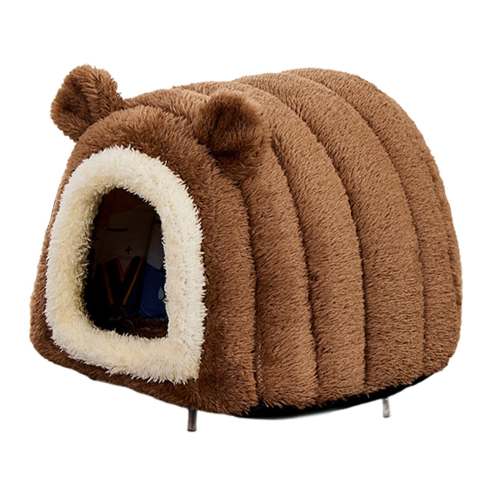 

Hamster Bed Hideout House Hut Soft Warm Non Slip Guinea Pig House Cave Nest for Rat Bunny Sugar Glider Dwraf Hamster Chinchilla коричневый