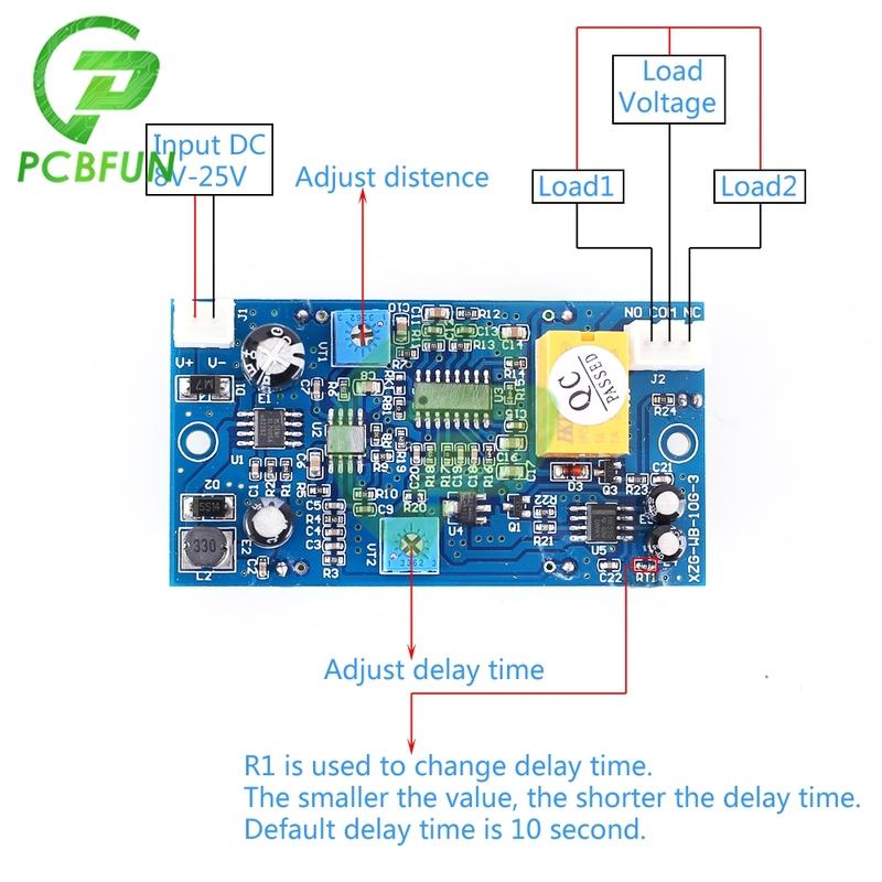 10 GHz Microwave Radar Sensor Module Delay Time Sensing Distance Switch Controller 8V-25v DC 12V 24V 30mA 0.2-12m Adjustable